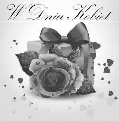 Zielony prezent i róża na dzień kobiet